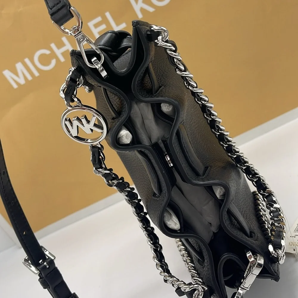 Michael Kors Women's Mina Sm Belted Chain Crossbody Bag - Black - Shoulder Bags - Picture 5 of 16